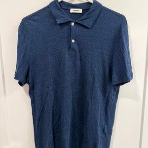Sandro Linen-Jersey Polo Shirt – Navy – Medium